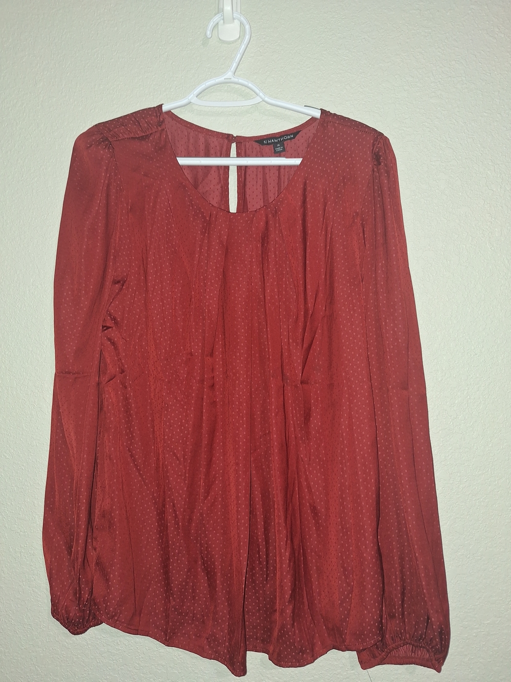 Kenar Rust Red Long-Sleeve Pintuck Blouse